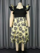 Plus Size Floral Jacquard A Line Dresses