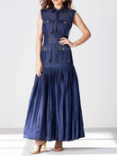 Patchwork Pockets Denim Dress