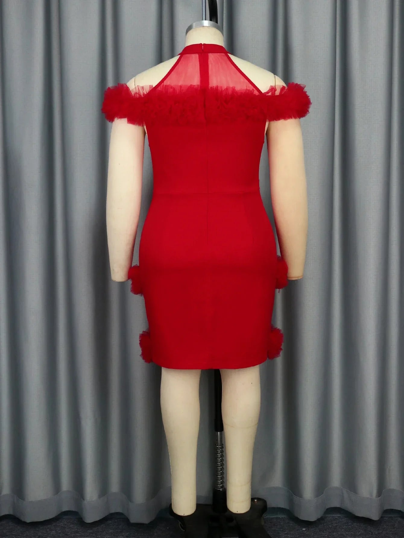 Plus Size Women Red Mini Dress