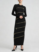 Solid Spliced Zippers Design Sense Dresses