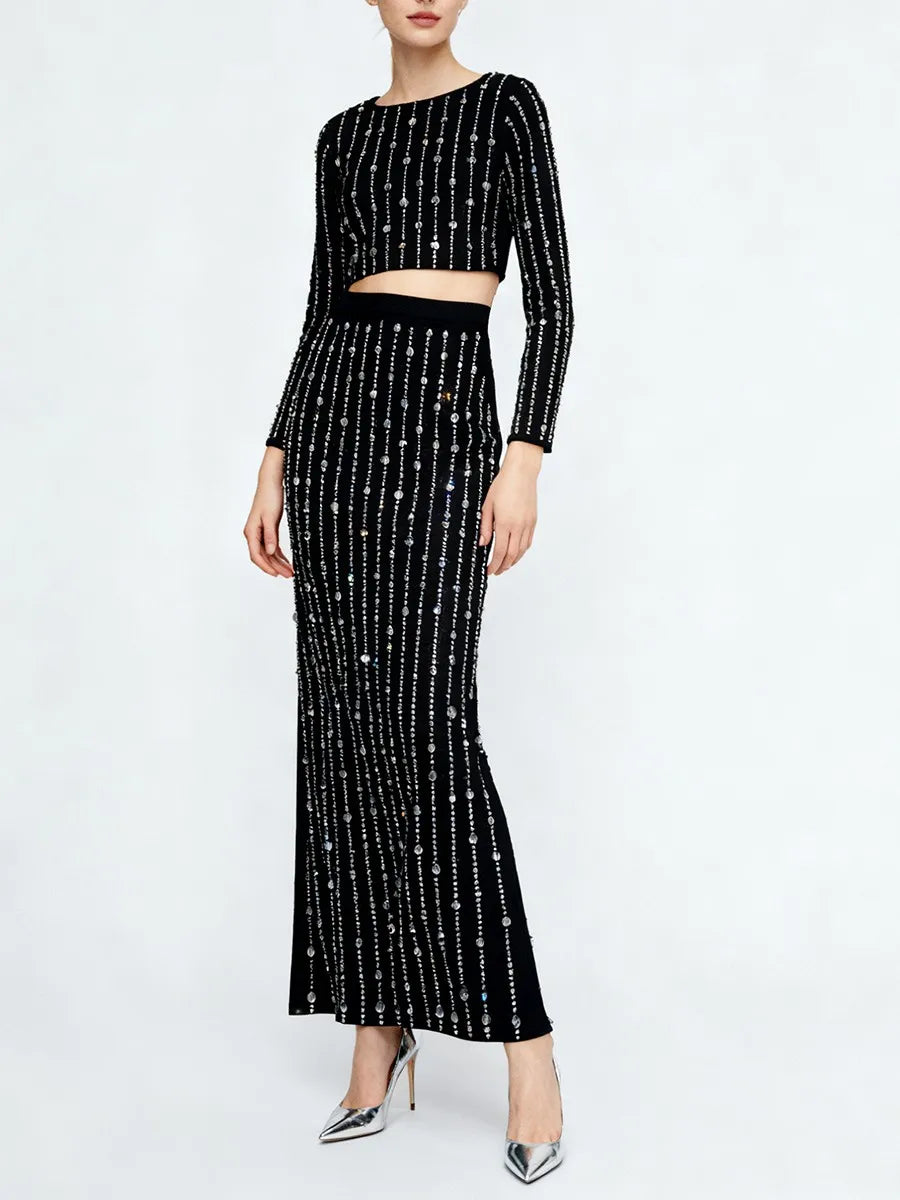 Beaded Two Piece Dress Set