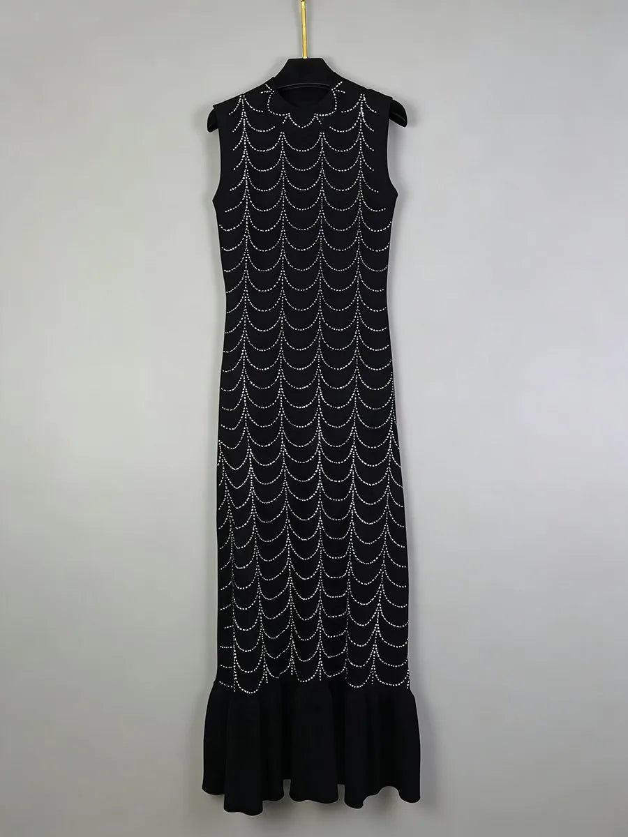 Minimalist Spliced Hot Fix Fashion Dresses