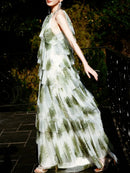 Patchwork Mesh Printing Dresses