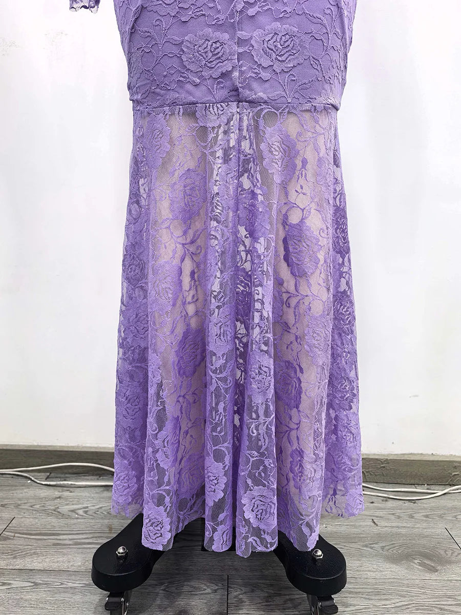 Sheer Spliced Lace Dresses