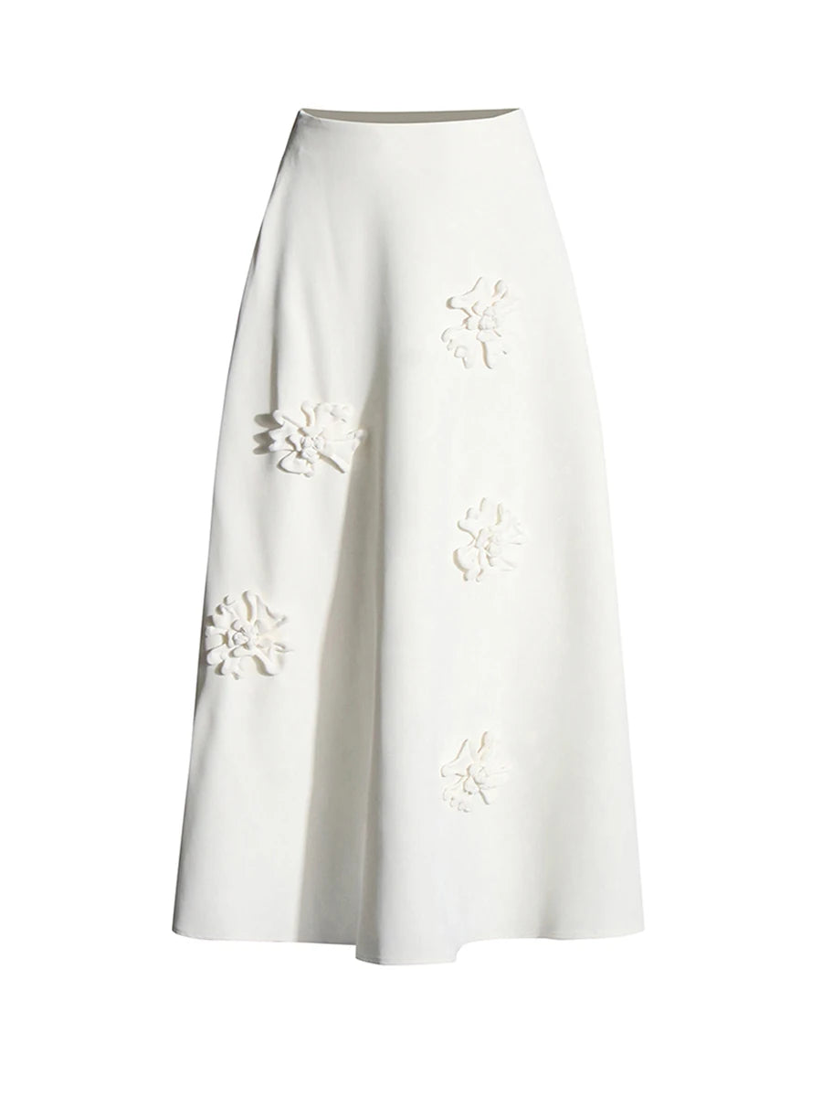 Solid Loose Spliced 3D Flower Skirts