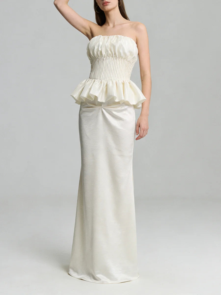 Solid Spliced Pleated Dresses