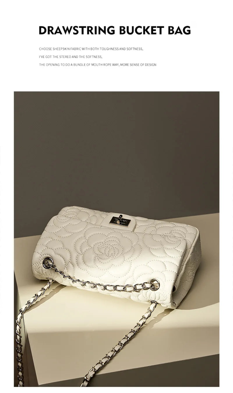 Camellia Pattern Chain Crossbody Bags