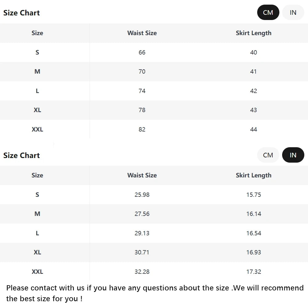 Skirt Size Chart / XXL