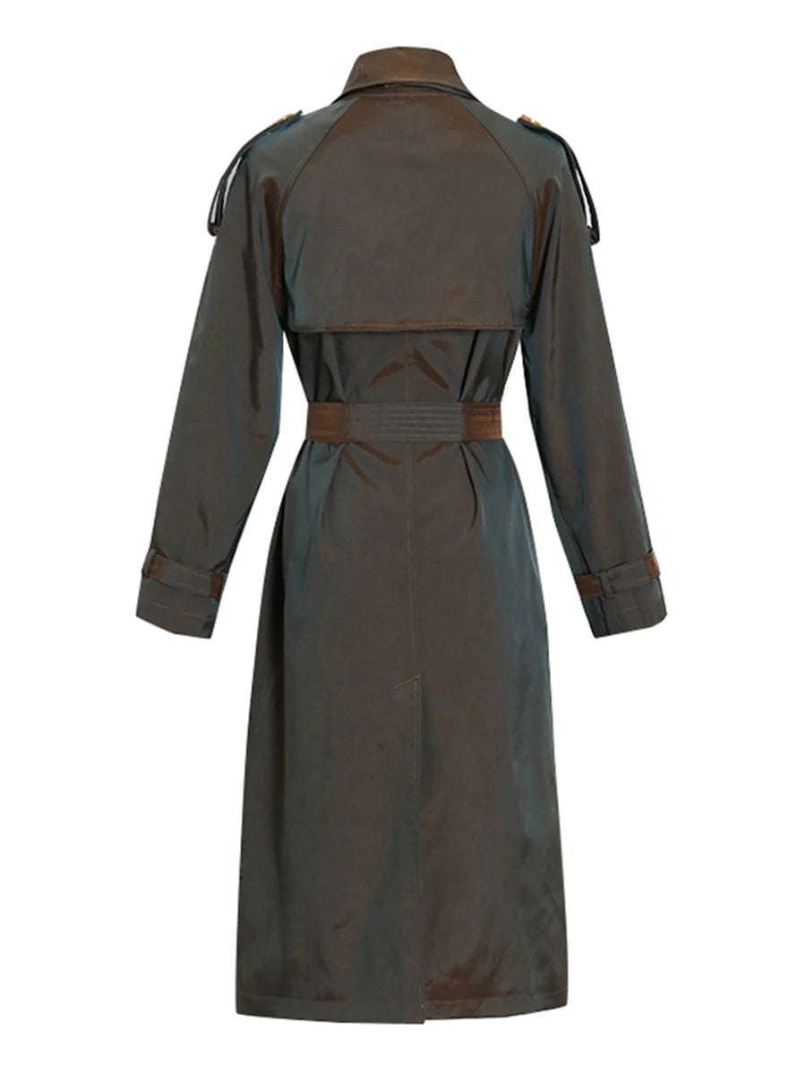 Color Spliced Buttons Temperament Trench Coat