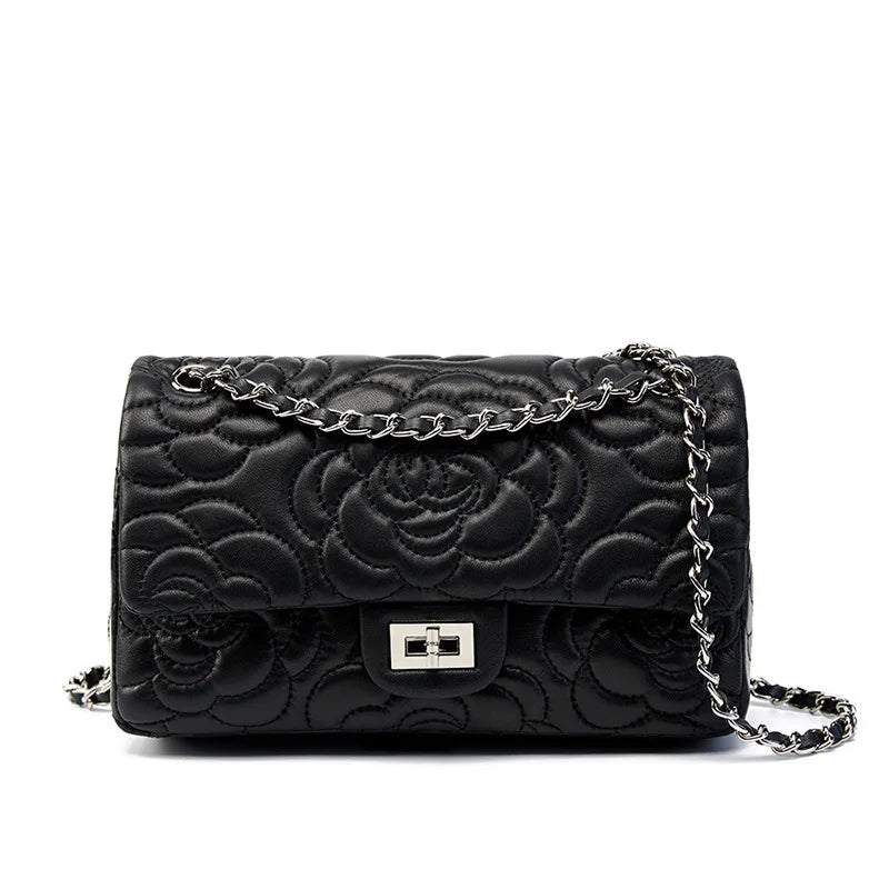 Camellia Pattern Chain Crossbody Bags