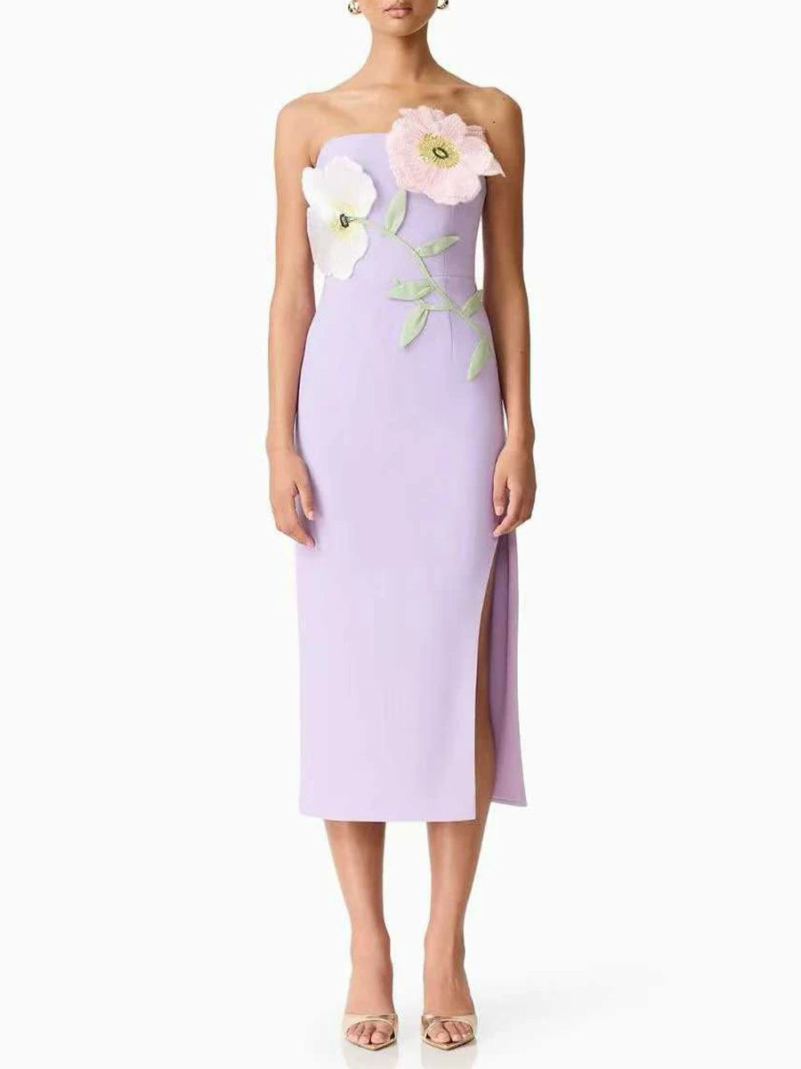 Spliced Appliqués Slimming Dresses