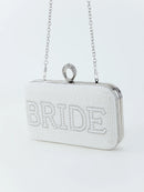 Pearl and Rhinestone Letter BRIDE Clutch