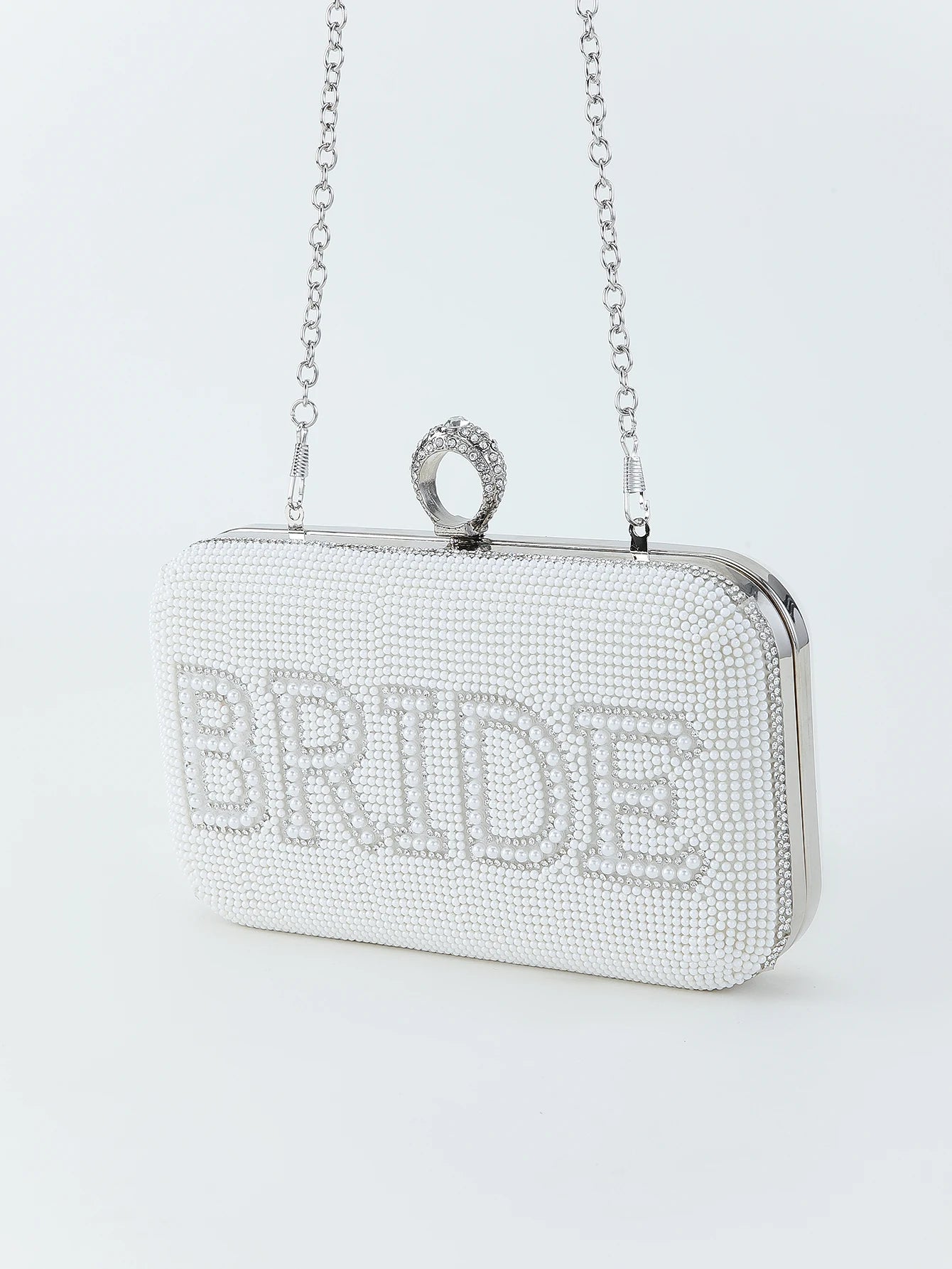 Pearl and Rhinestone Letter BRIDE Clutch