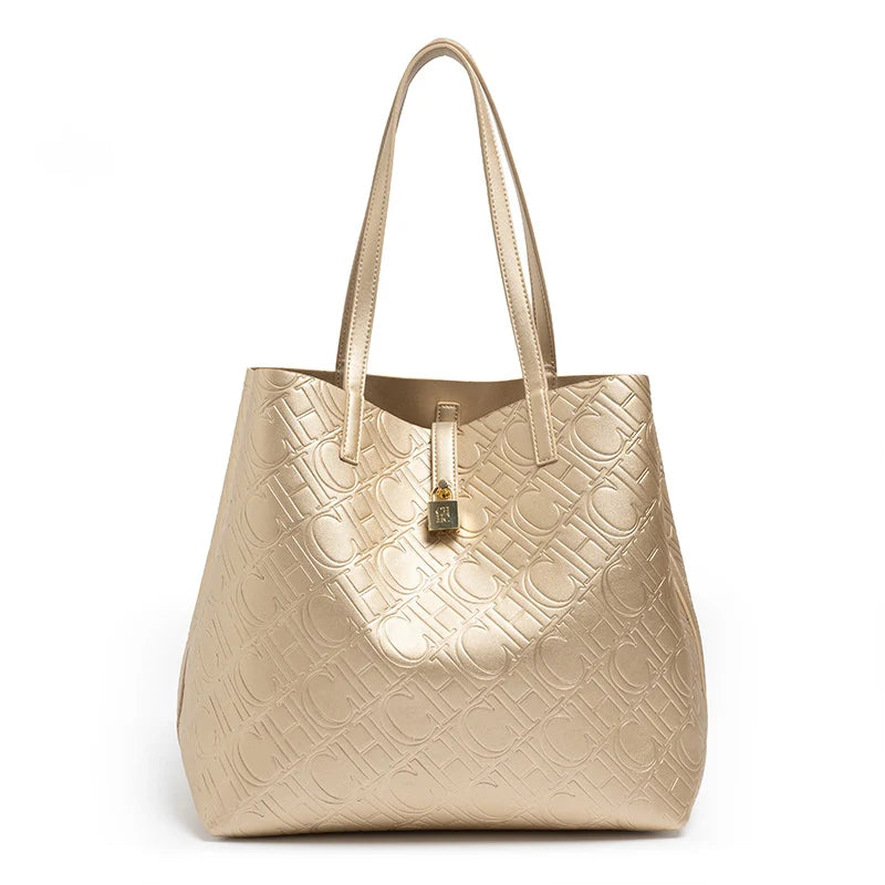 Letter Embossed Design Handbag