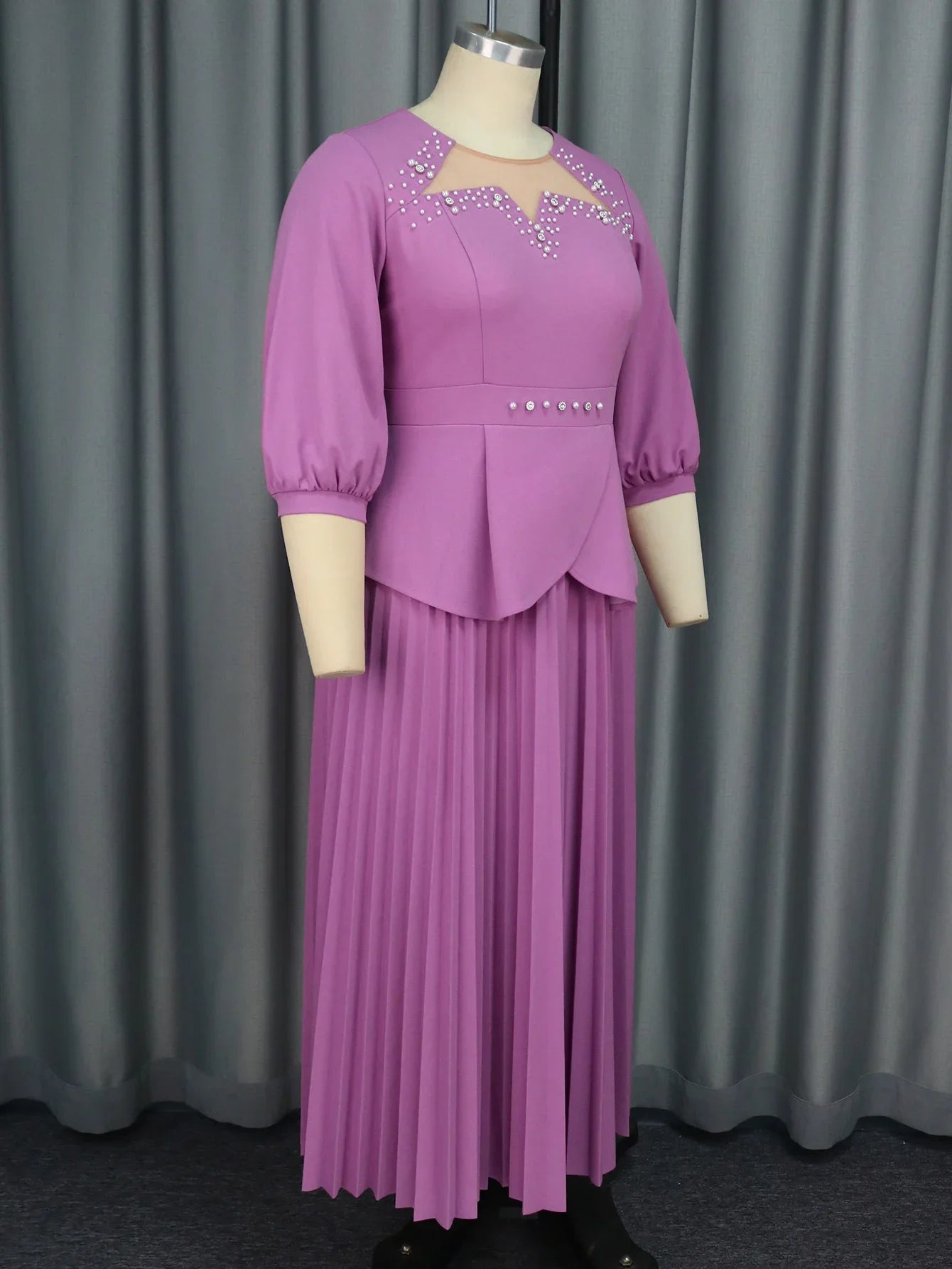 Plus Size Bead Purple Dress