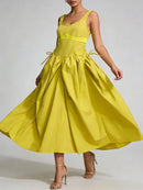 Solid Slimming Spliced Dress