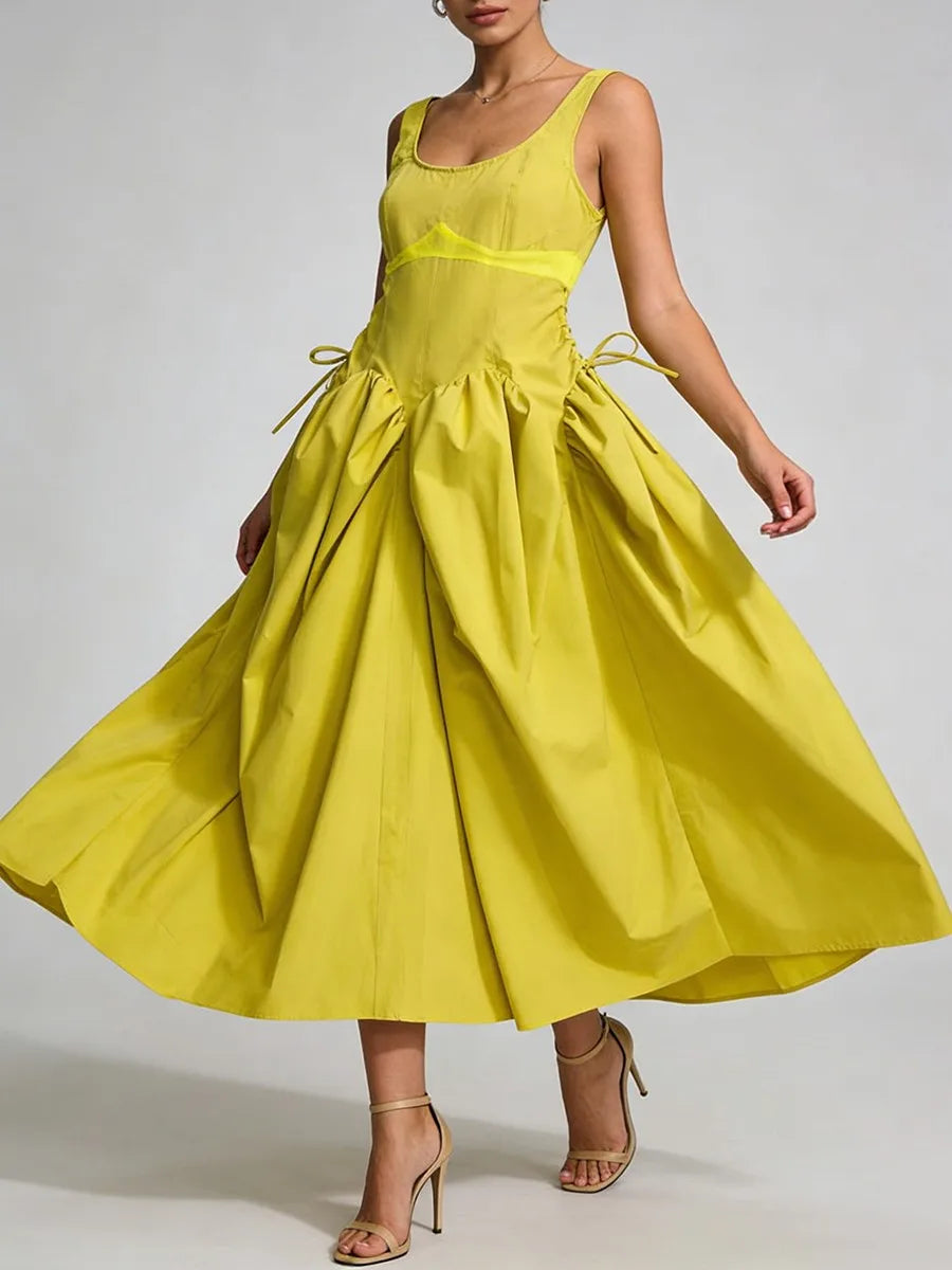 Solid Slimming Spliced Dress