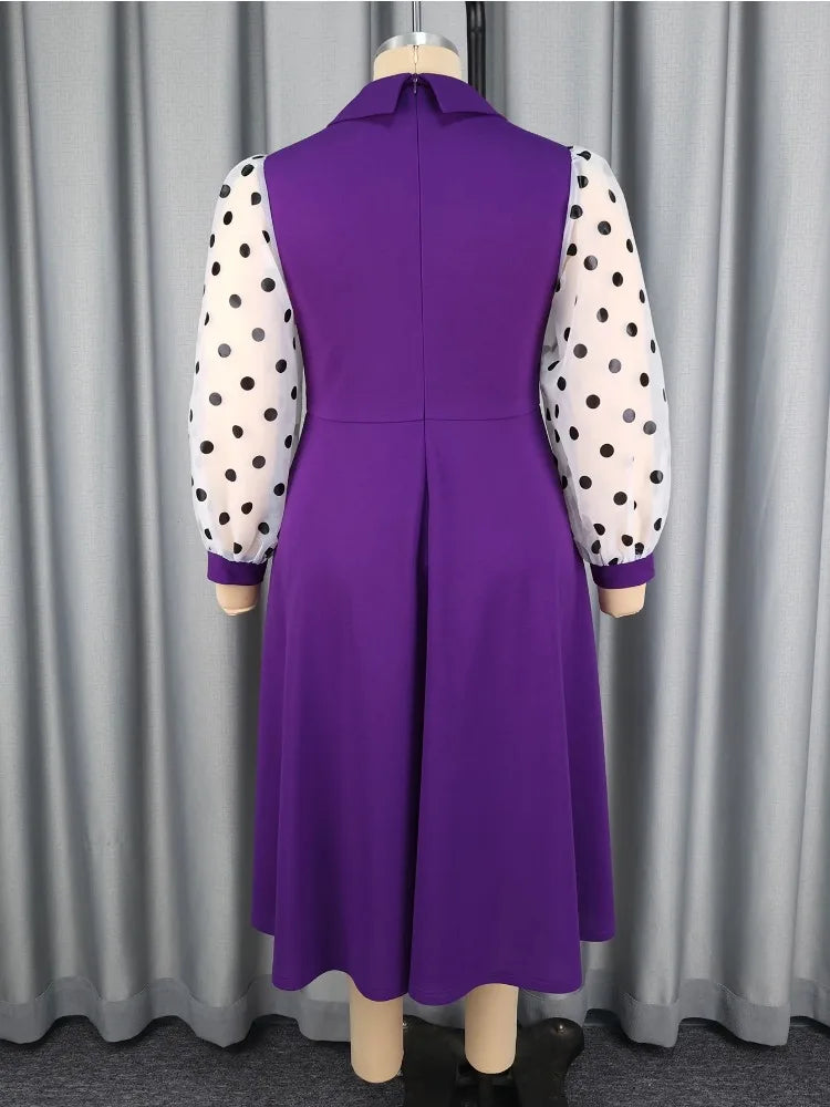 Plus Size Purple A Line Pleated Midi Dress