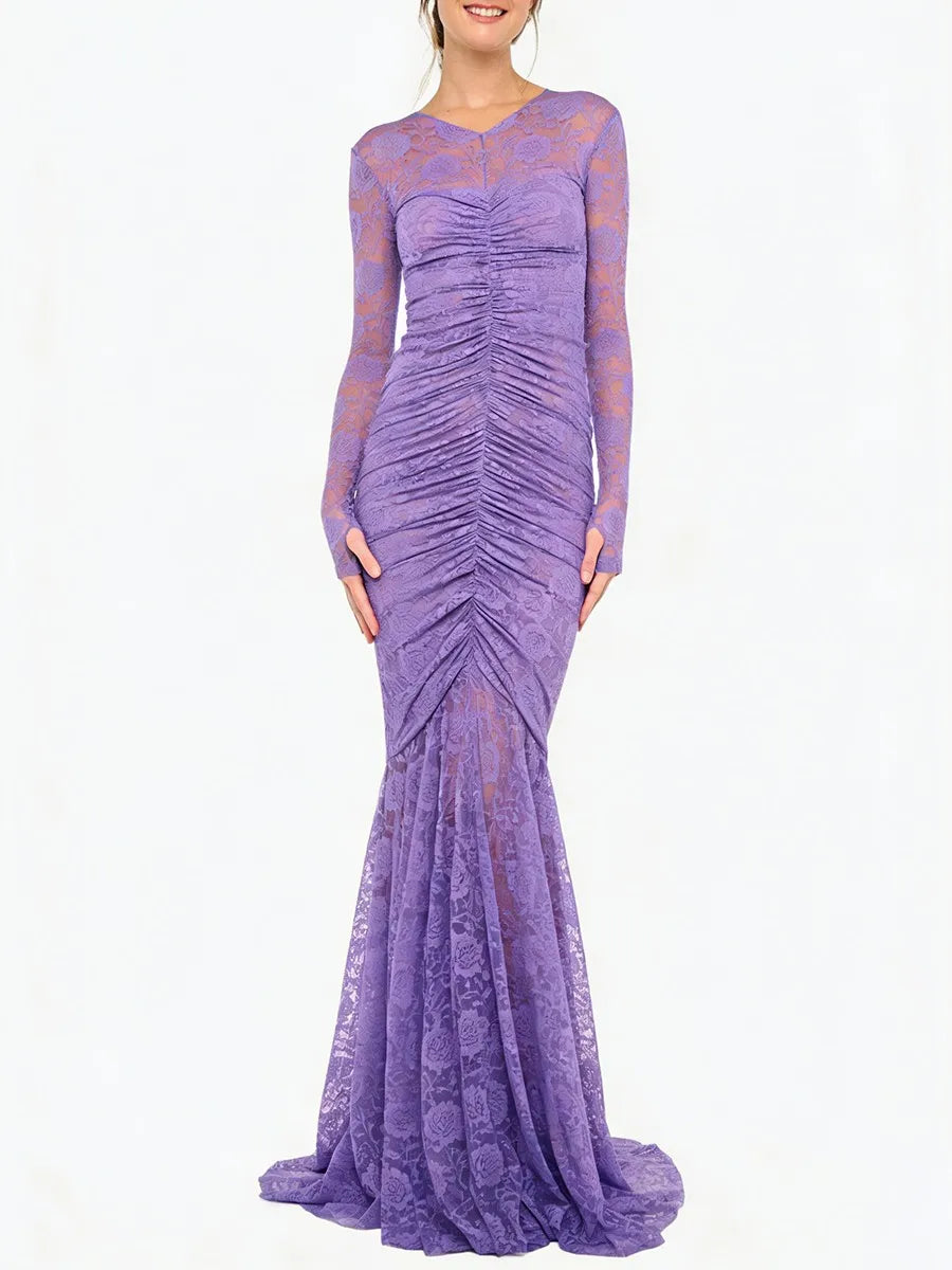 Sheer Spliced Lace Dresses