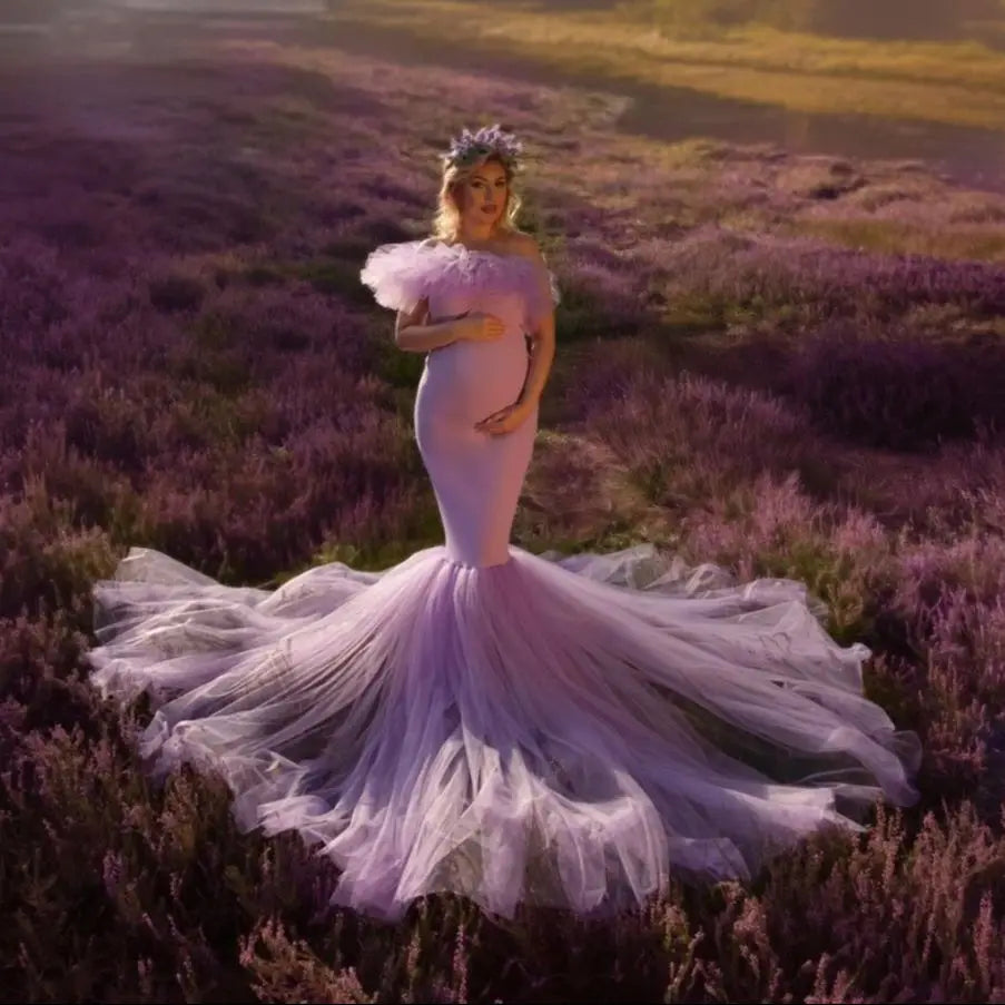 Mermaid Maternity Gown Off Shoulder Dress