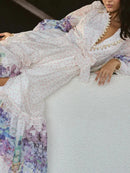 Printing Loose Spliced Wave Point Casual Dresses