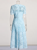 Solid Spliced Lace Elegant Dresses