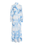 Printing Spliced Shirring Slimming Dresses