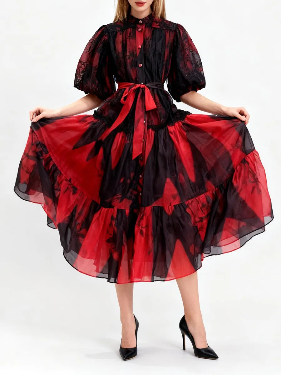 Lace Half Sleeves Patchwork Dress