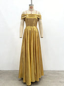 Gold Draped Slimming Dress