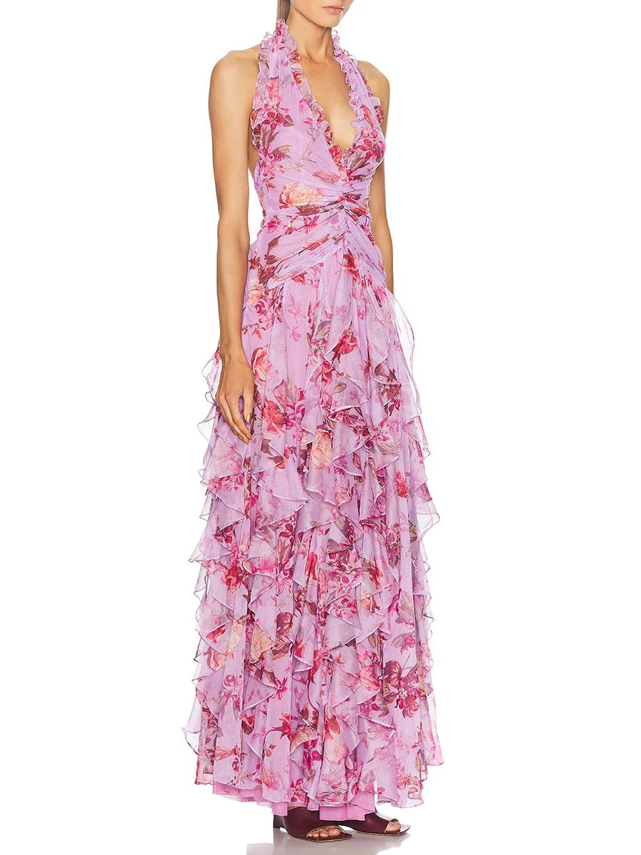 Hit Color Printing Spliced Dress