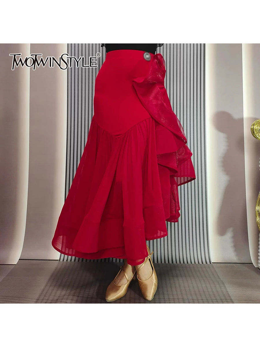 Spliced Ruffles Folds Skirt