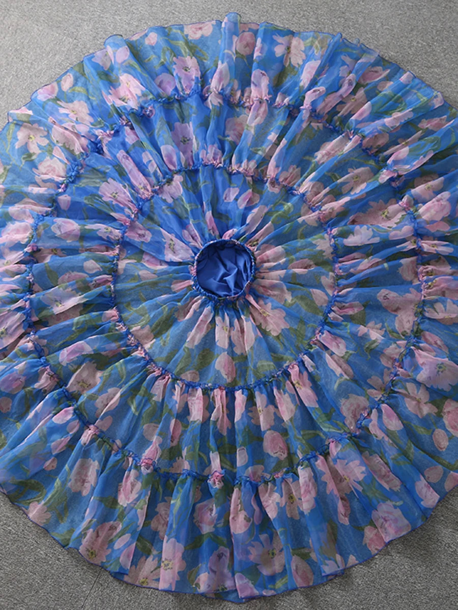 Color block Printing A Line Skirts