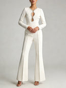 Hollow Out Spliced Bead Minimalist Jumpsuit