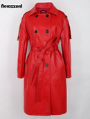 Back Slit Sashes Double Breasted Luxury Raincoat