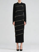 Solid Spliced Zippers Design Sense Dresses