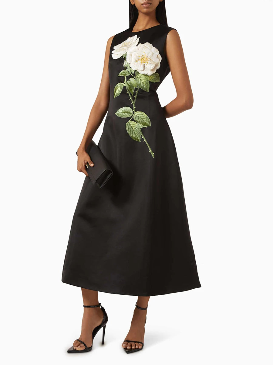 Spliced 3D Flower Dress