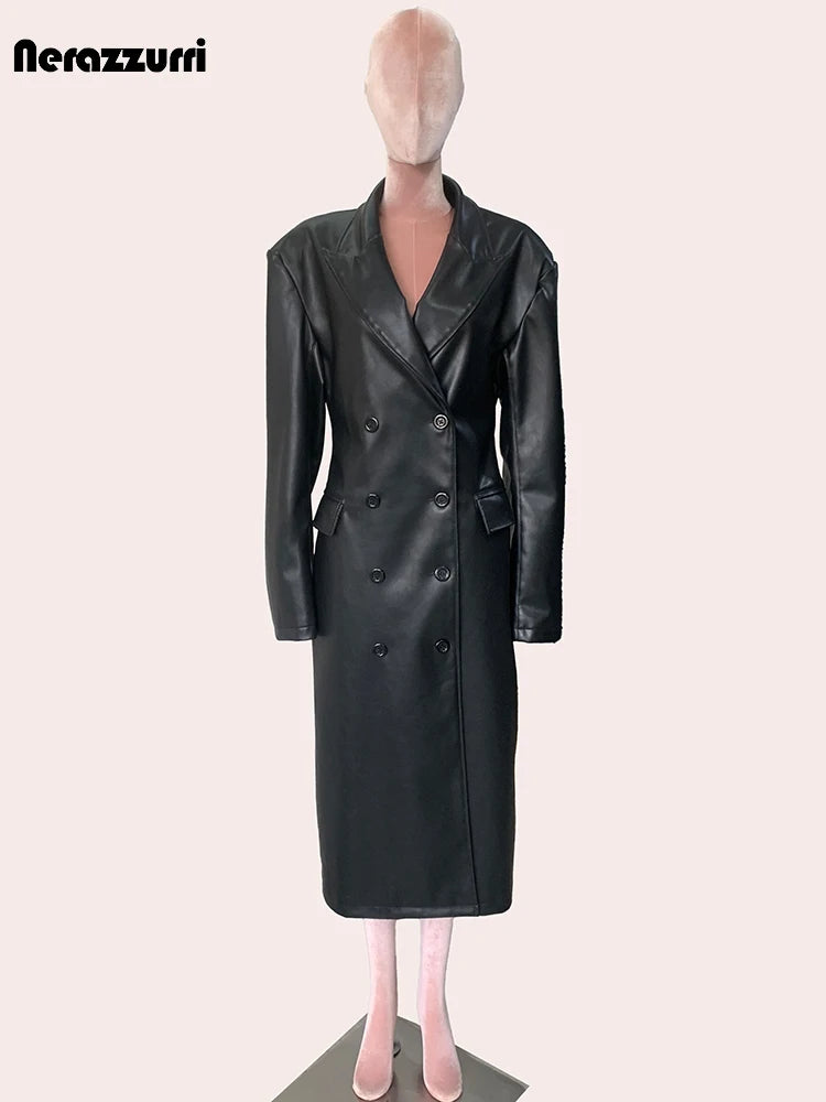 Long Leather Trench Coat