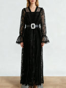 Hollow Out Spliced Lace  Dresses