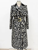 Leopard Slimming Spliced Belt Fashion Trench
