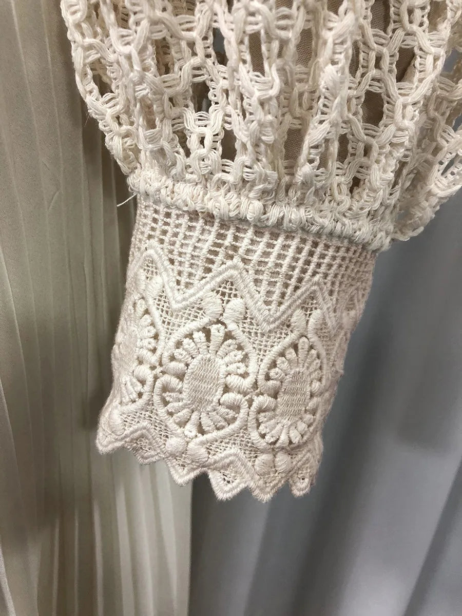 Hollow Out Spliced Embroidery Dresses