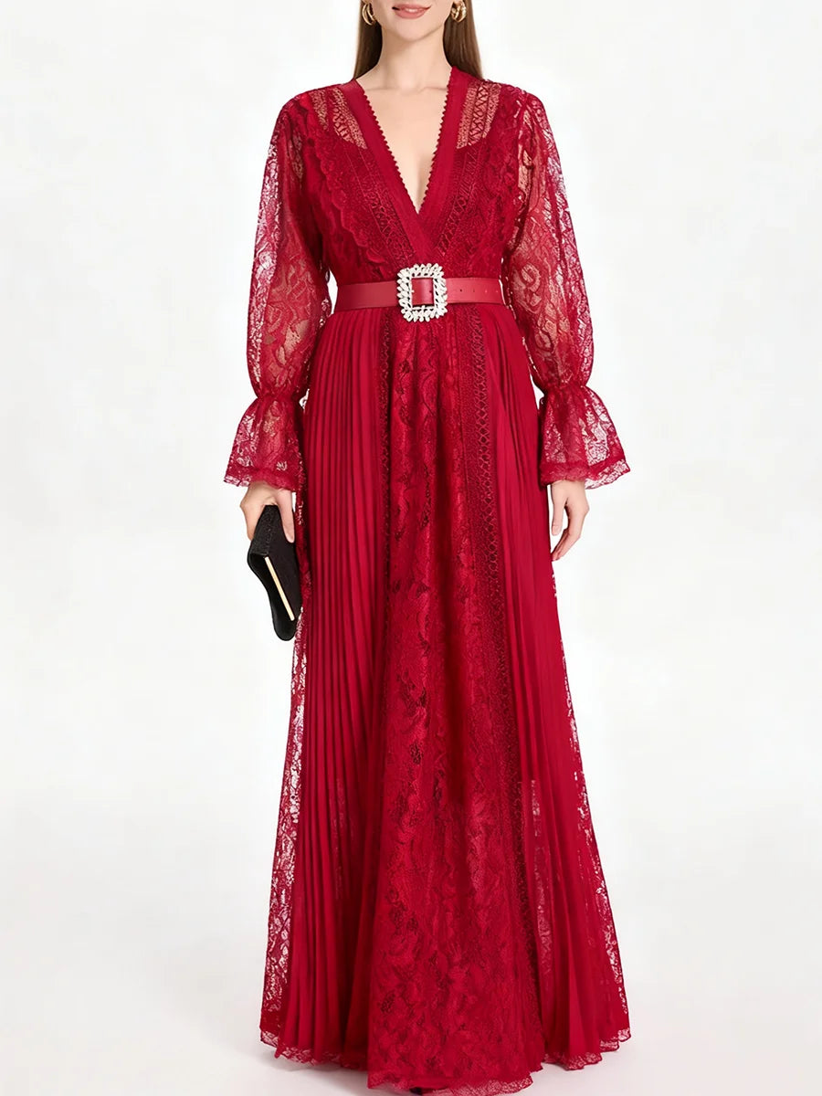 Hollow Out Spliced Lace  Dresses