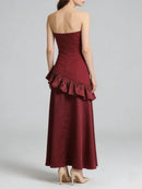Spliced Ruffles Folds Long Dress