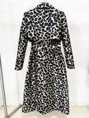 Leopard Slimming Spliced Belt Fashion Trench