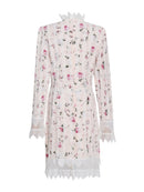 Printing Spliced Lace Slimming Dress