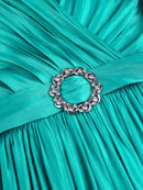 Plus Size Shiny Pleated Dress