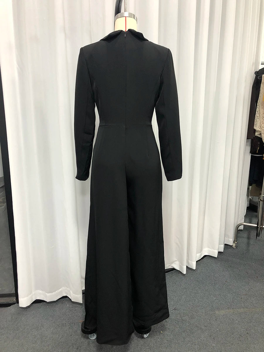 Solid Slimming Spliced Beading  Jumpsuits