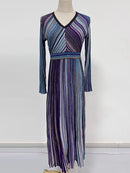 Color Striped Casual Long Dresses