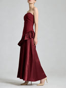 Spliced Ruffles Folds Long Dress