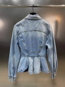 Solid Patchwork Ruffles  Denim Coats