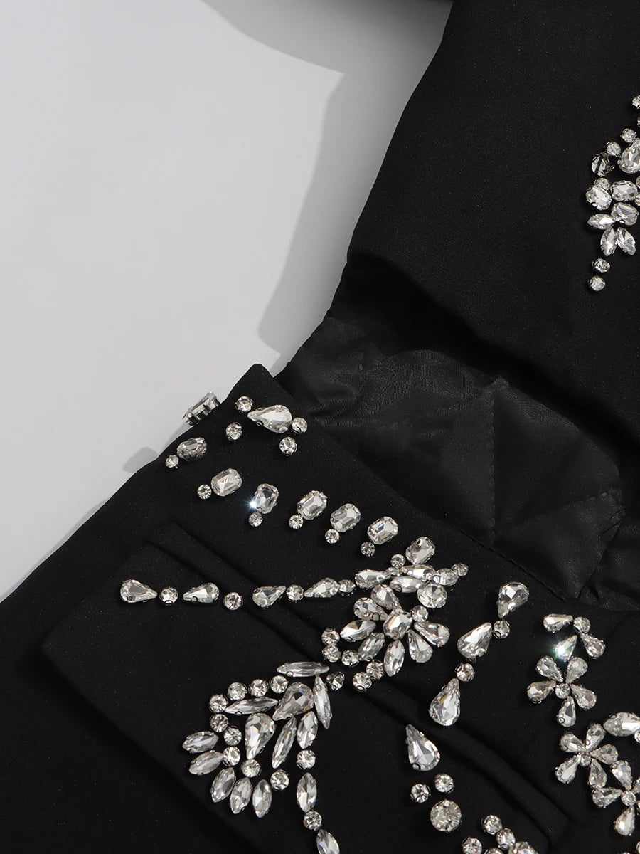 Solid Hollow Out Diamonds Elegant Blazers